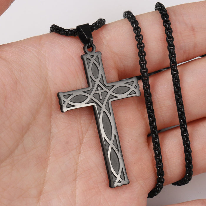 Wholesale Titanium Steel Simple Cross Necklace JDC-NE-FengH002