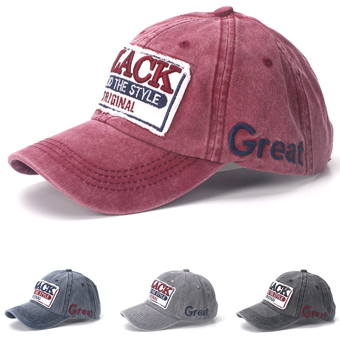 Wholesale Baseball cap, washed with adhesive fabric, letter denim duckbill cap, sun visor hat