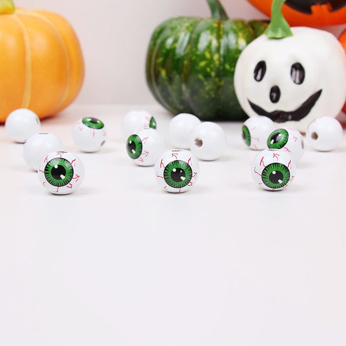 Wholesale 50PCS Halloween Cat Eyes BOO Colored Wooden Beads JDC-BDS-TianYue012