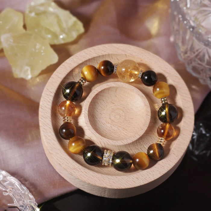Wholesale Natural Eye Stone Yellow Crystal Design Bracelet for Women's Handstring Jewelry