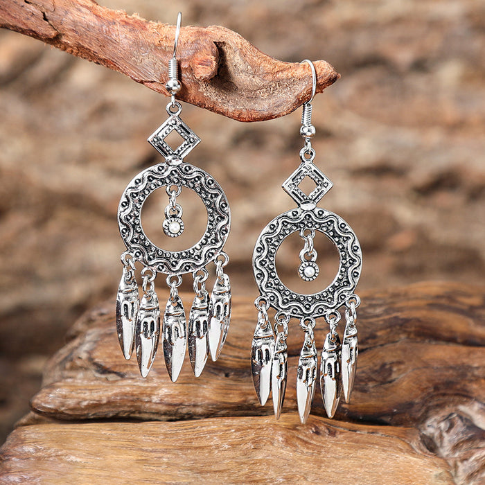 Wholesale Bohemian Tassel Earrings Alloy Geometric Electroplated Party Jewelry Accessory MOQ≥2