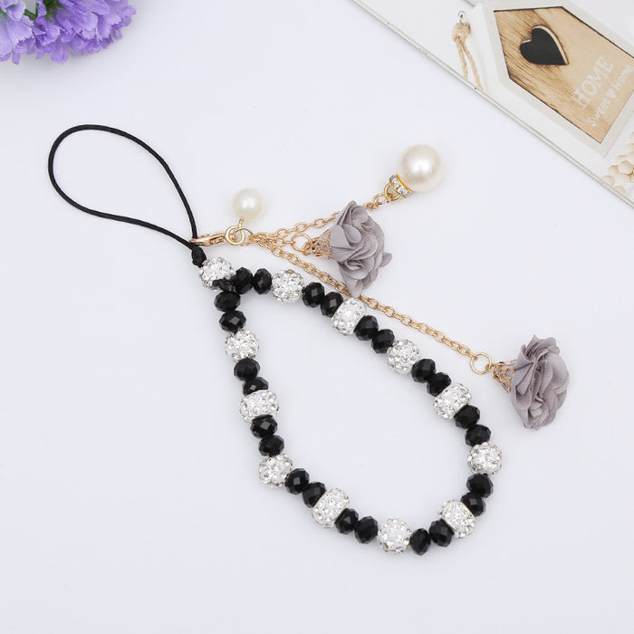 Wholesale Cropped Creative Plaster Flower Mobile Phone Lanyard Crystal Pendant Necklace Phone Case Charm Women's Accessories