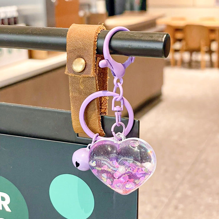 Wholesale Creative Oil Pearl Love Sparkle Keychain Sand Bottle Pendant