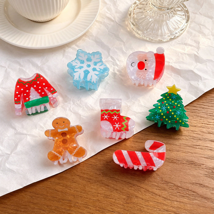 Wholesale Christmas Gingerbread Man Hair Claw Clip Festive Cartoon Snowflake Design PVC Women S Holiday Hair Accessory Trendy Gift For Resale