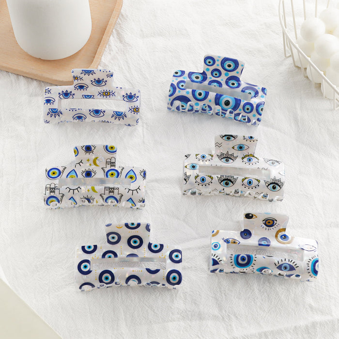 Wholesale Devil' s Eye Element Claw Clip Niche Hairpin Bun Shark Clip Hair Accessory