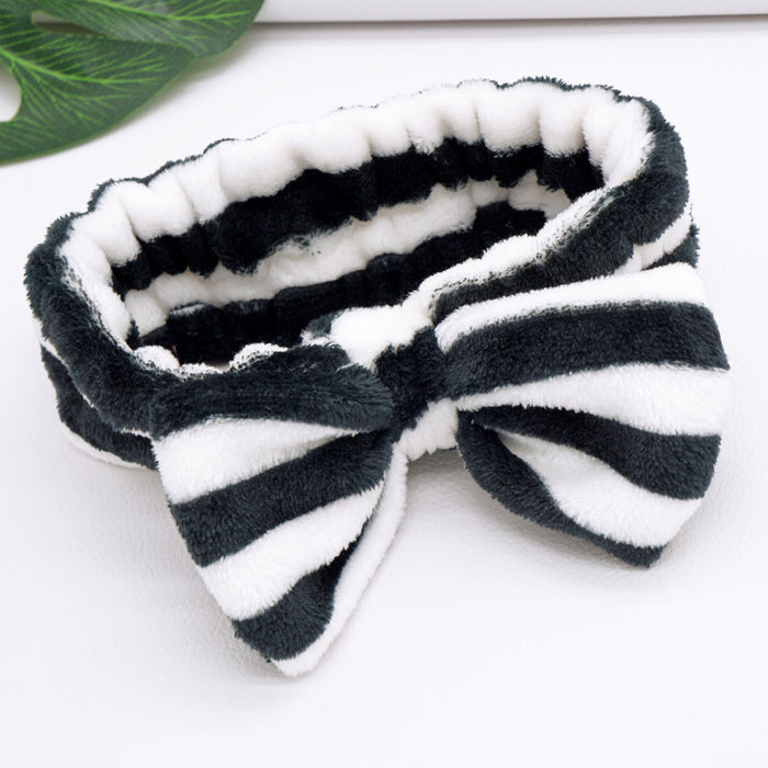Wholesale Leopard Print Polka Dot Striped Bow Headband Women' s Face Wash Sports Headband Coral Velvet Hair Accessories