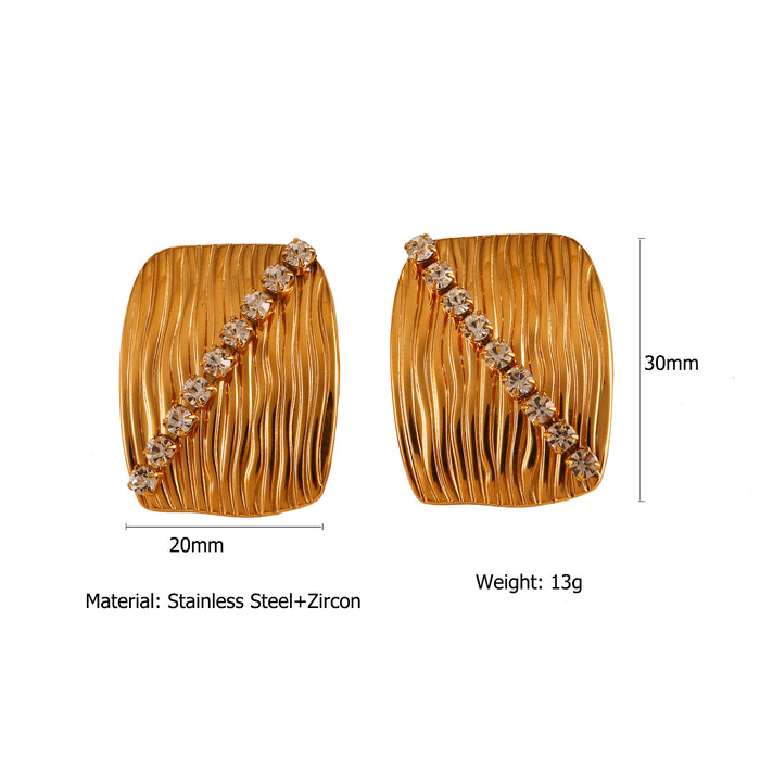 Wholesale Fashionable and personalized stainless steel zircon inlaid earrings and rings set, temperament earrings and bracelets