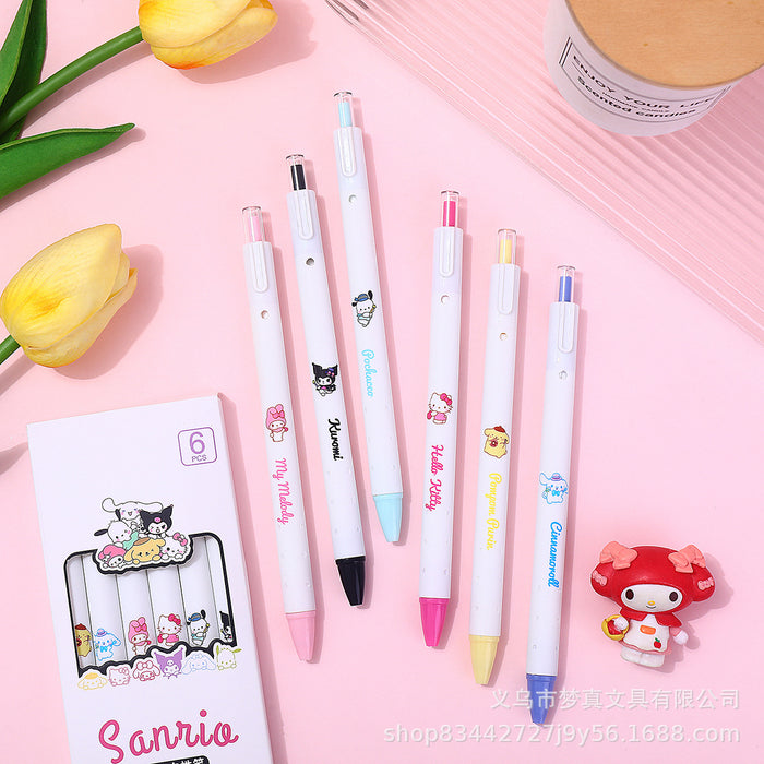 Wholesale 6pcs/ box Quick-dry Test Pen Students Press Gel Pen Cute Simple