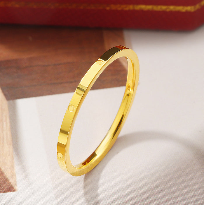 Wholesale New minimalist plain ring titanium steel ring for men and women, niche design, gold-plated minimalist versatile ring