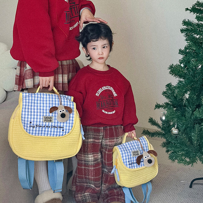 Wholesale Cute puppy plaid embroidery thread on backpack
