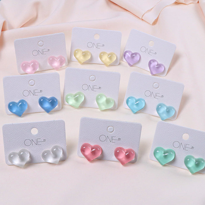 Wholesale Cute peach heart chubby and colorful earrings, simple and versatile, niche design, high-end wholesale
