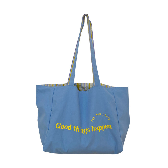 Wholesale New tote bag with striped contrasting double-sided bag, large capacity canvas bag for class commuting