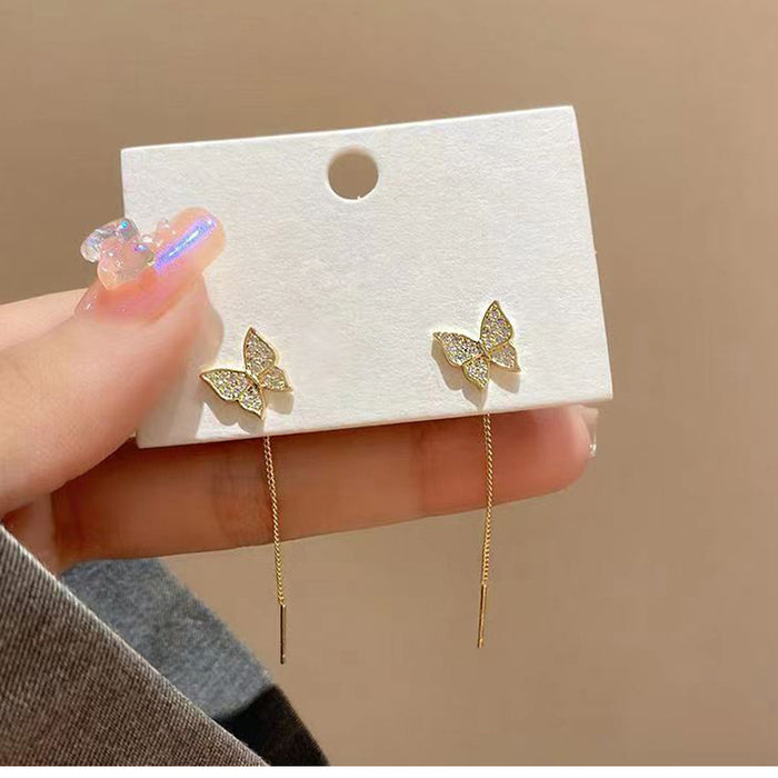 Wholesale Versatile and exquisite temperament, full diamond butterfly zirconium earrings with a design sense and earrings