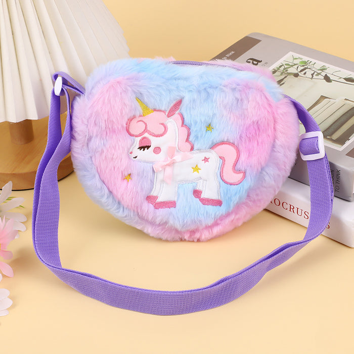 Wholesale Cartoon Cute Plush Small Shoulder Bag Heart Unicorn for Children