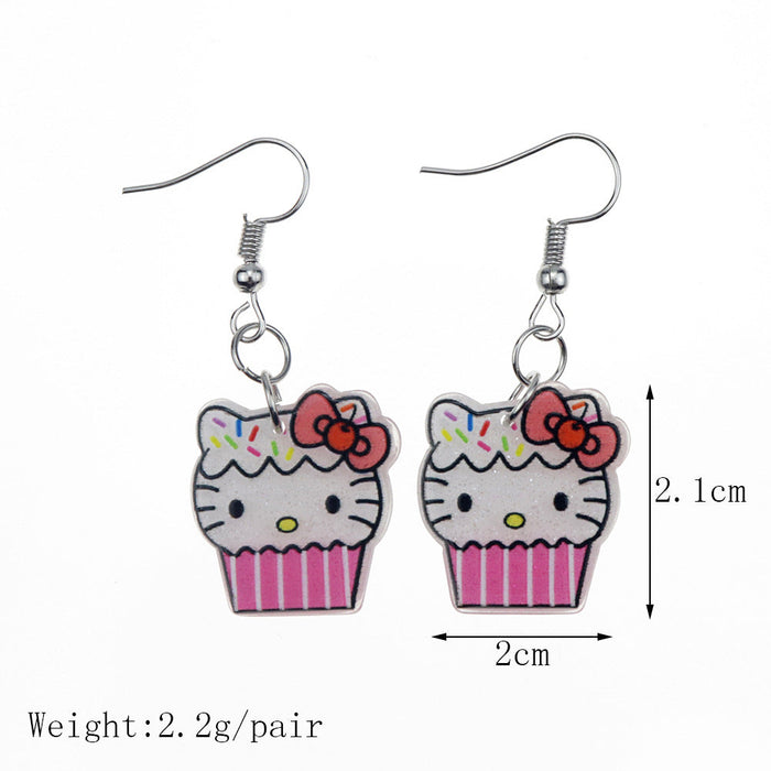 Wholesale Earring Acrylic Cartoon Cute Piggy Cat (S) JDC-ES-niqing001