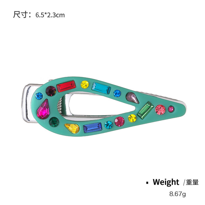 Wholesale Candy Color Resin Diamond Children's Pointed Clip JDC-HC-KenJie005