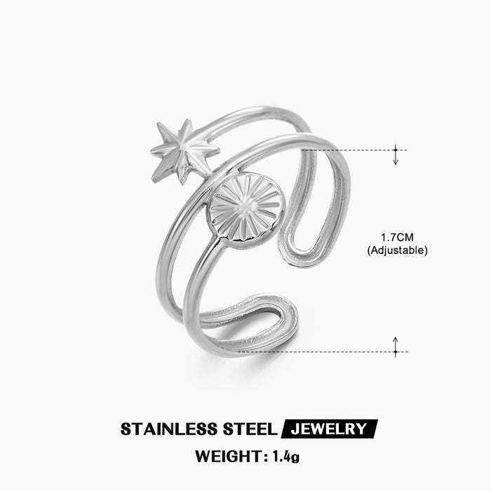 Wholesale Gold Plated stainless steel star moon Rings Adjustable rings for women