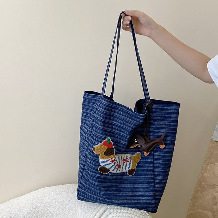 Wholesale New Fashion Striped Double sided Canvas Bag Shopping Bag Shoulder Bag