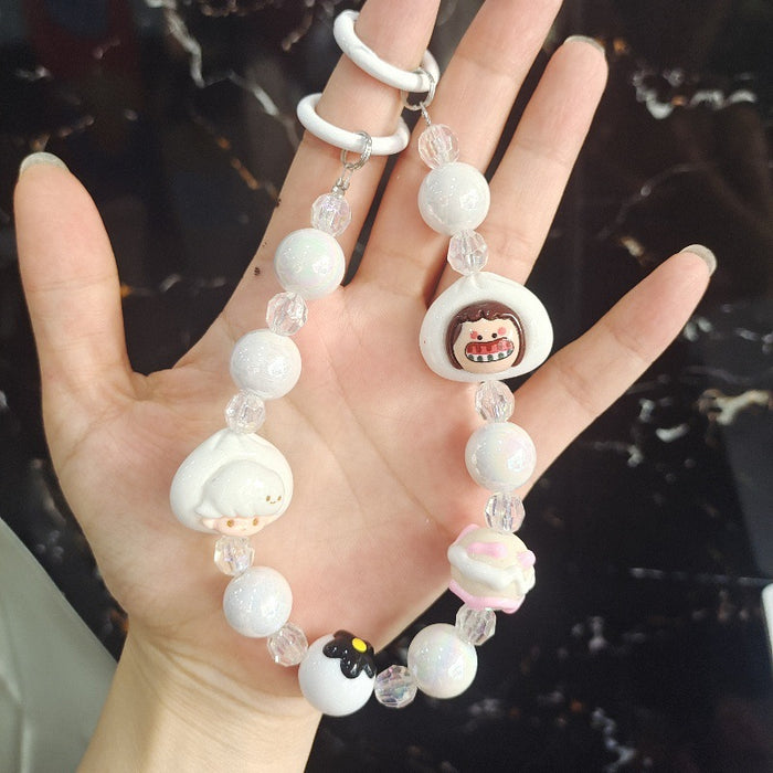 Wholesale Cartoon Cute Beaded Mobile Phone Chain Fashion Keychain Bow Bag Pendant