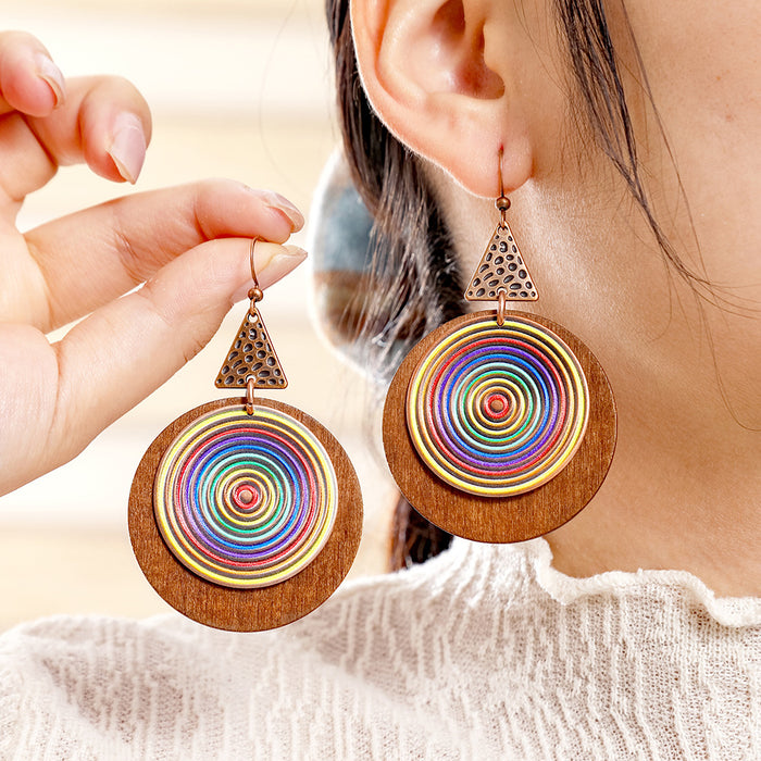 Wholesale Bohemian Colorful Spiral Round Earrings Party Wear Jewelry Accessory MOQ≥2