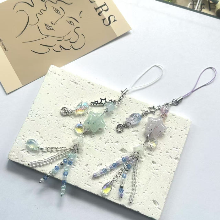 Wholesale jellyfish Macaron color color stars childlike crystal mobile phone pendant bag pendant