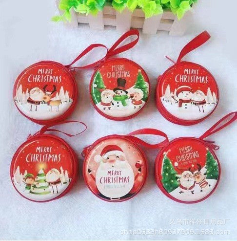 Wholesale Christmas Round Cartoon Tinplate Coin Purse Wallet JDC-WT-Xiangz002