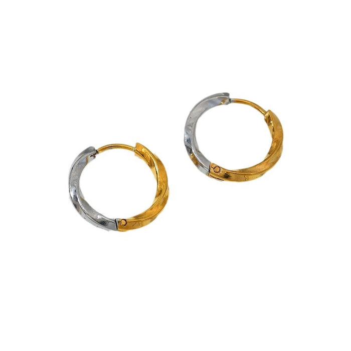 Wholesale Circular earrings made of stainless steel with gold-plated finish, featuring a minimalist design and titanium steel earrings