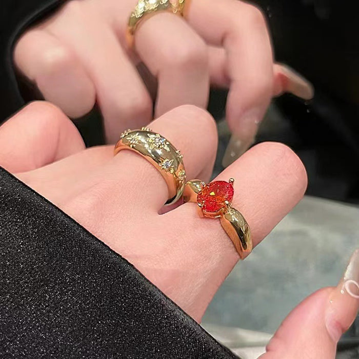 Wholesale Flash Diamond Retro brushed Wide Edition Ring