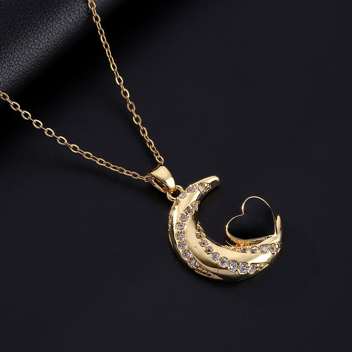 Wholesale Oil Dripping Love Moon Copper Necklace JDC-NE-ShangY032