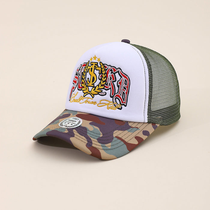 Wholesale Badge embroidered sun hat mesh hat truck hat versatile breathable baseball cap