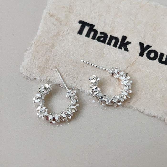 Wholesale silver Broken Silver C- shaped Earrings Women's Four Seasons  Ear