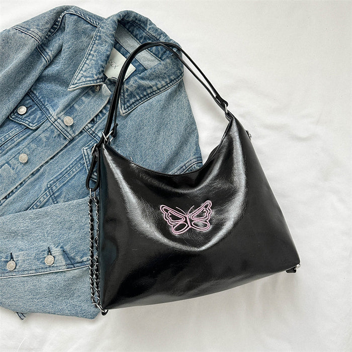 Wholesale PU Casual Soft Surface Large Capacity Female Embroidered Butterfly Shoulder Bucket Bag JDC-SD-Shens026