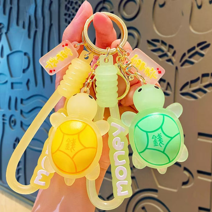 Wholesale Luminous little turtle key chain all red chan with turtle pendant explosive schoolbag pendant key chain small gift batch