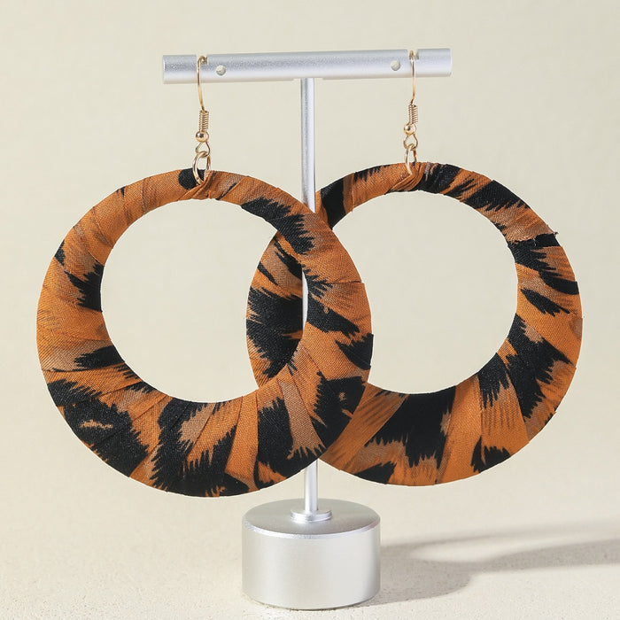 Wholesale Exaggerated leopard print flower tassel earrings, fashionable and high-end, niche earrings, wholesale of earrings