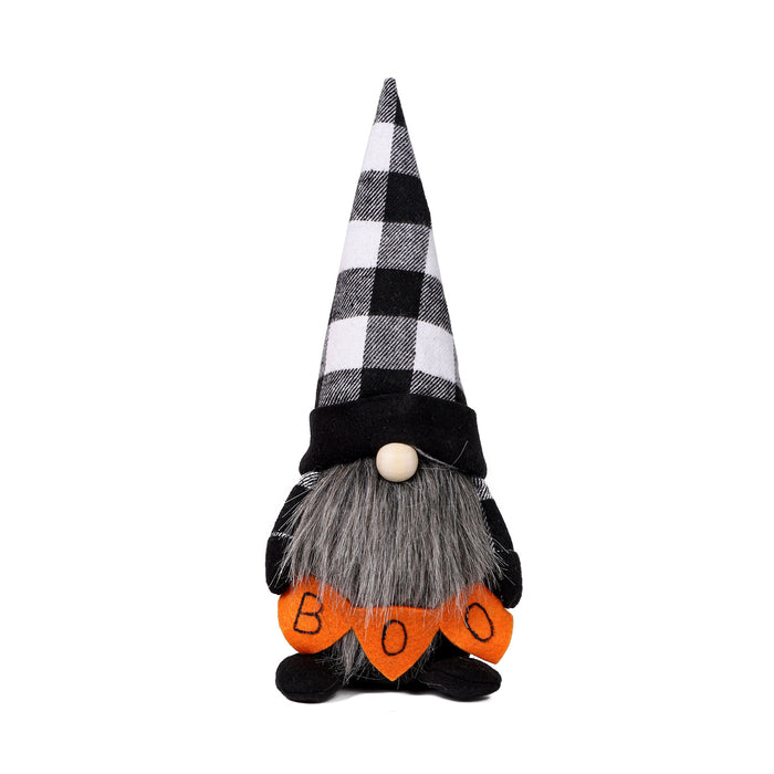 Wholesale  Ghost Festival decoration desktop ornaments letters red and black plaid hat forest man doll ornaments