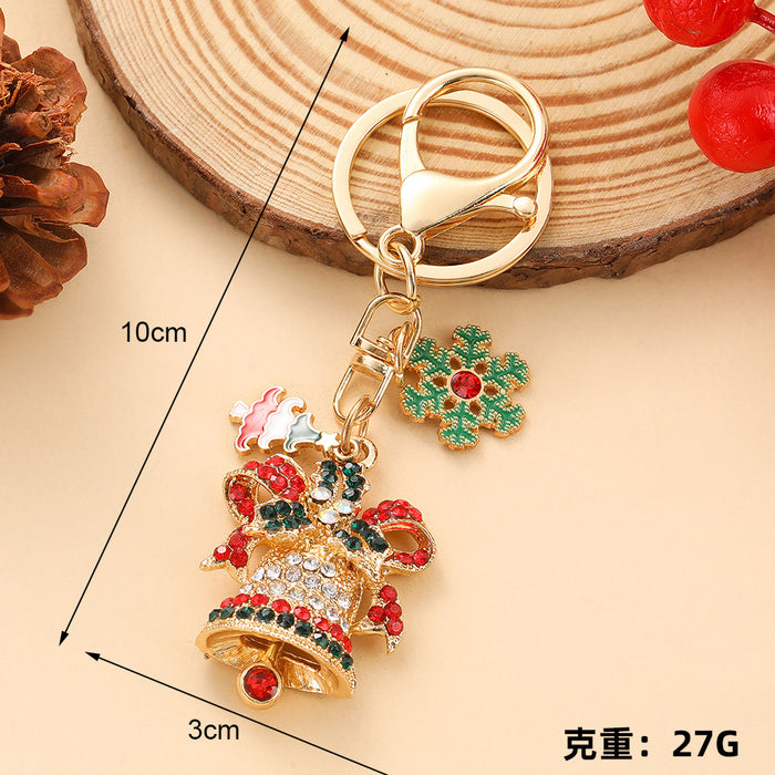 Wholesale Christmas Tree Rhinestone Keychain Zinc Alloy Bell Pendant Business Gift MOQ≥2