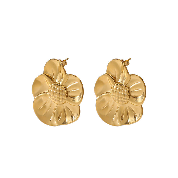 Wholesale Luxury and high-end stainless steel sunflower shaped design earrings wholesale