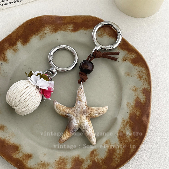 Wholesale Starfish Key Chain Bag Pendant Woven Flower Ball Decorative Accessories