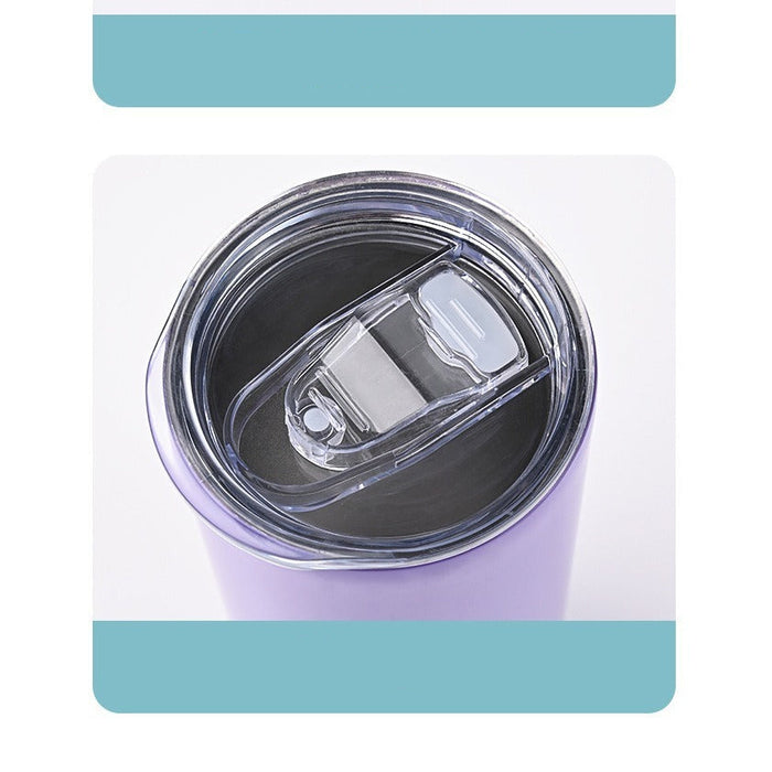 Wholesale Straight cup printed stainless steel thermos cup double-layer straight straw cup