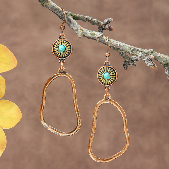 Wholesale Bohemian Geometric Irregular Leaf Metal Earrings Fashion Accessory MOQ≥2