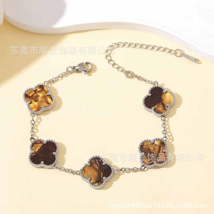 Wholesale titanium steel four-leaf clover bracelet JDC-BT-Modeng002