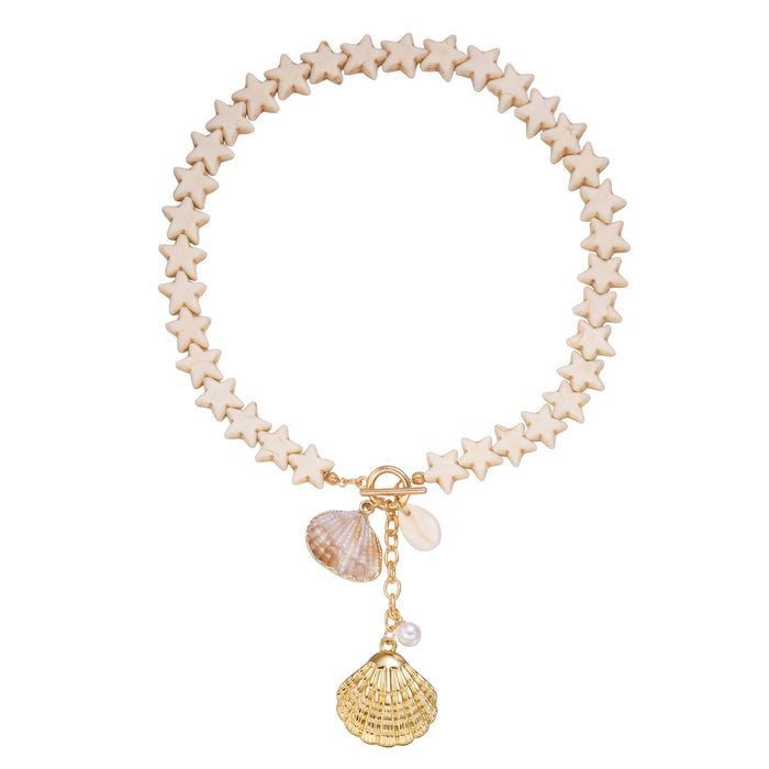 Wholesale Zinc Alloy Beaded Shell Pearl Necklace Ocean Style Layering Jewelry