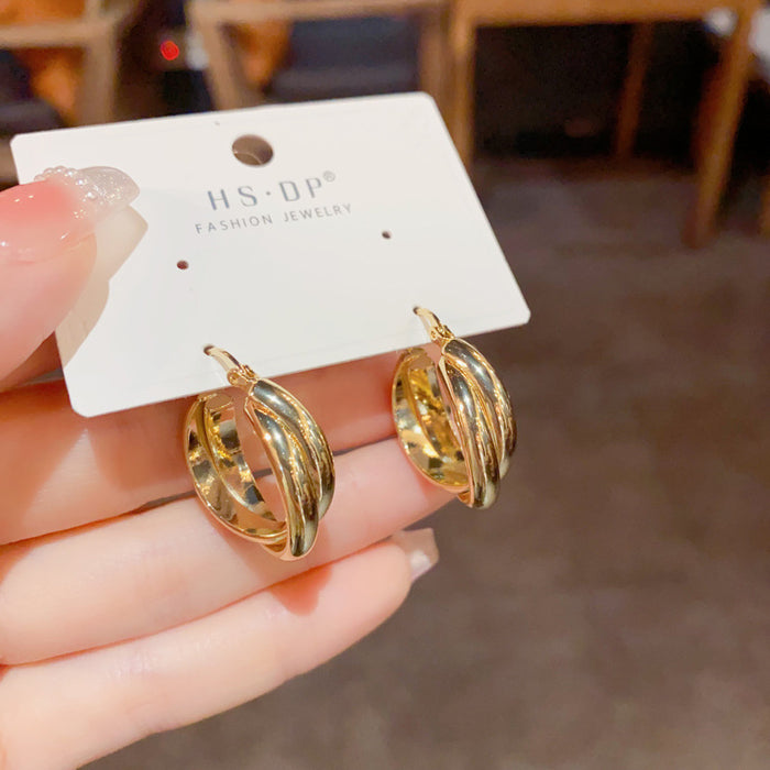 Wholesale Geometric Cross Double-Layer Circle Earrings Popular Earrings