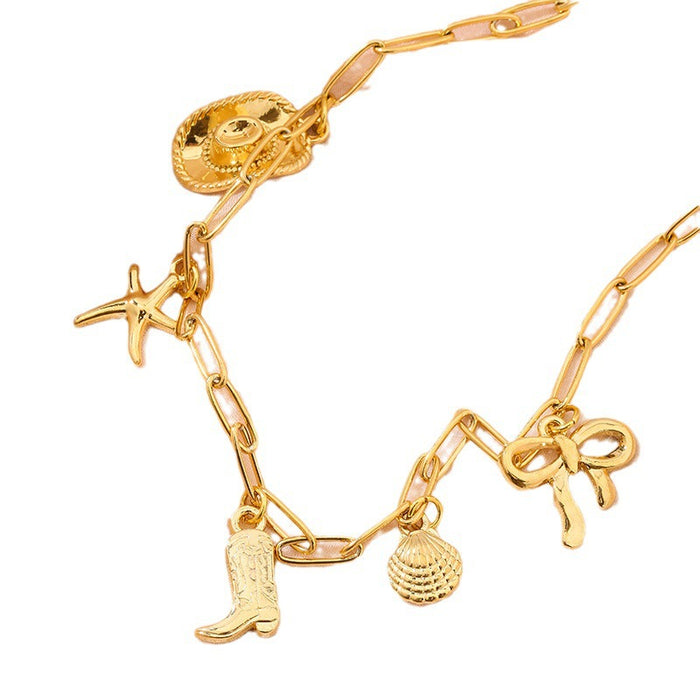 Wholesale Paperclip Bow Beach Charm Necklace