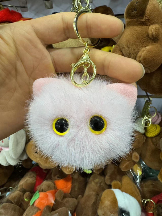 Wholesale plush cartoon cat head pendant cute animal Keychain Car bag key chain fashion small gift