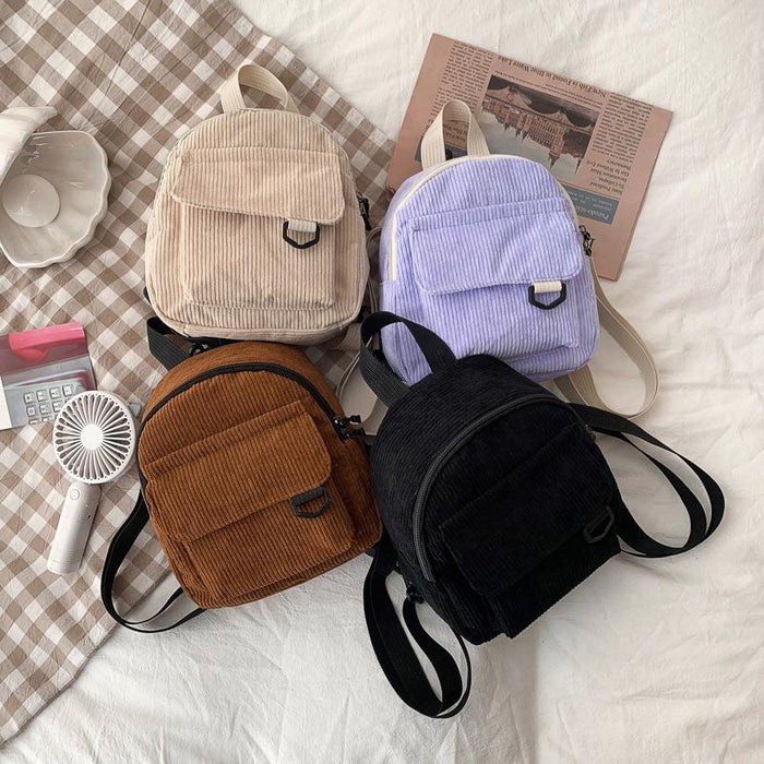 Wholesale Corduroy Solid Color Backpack JDC-BP-Feil001