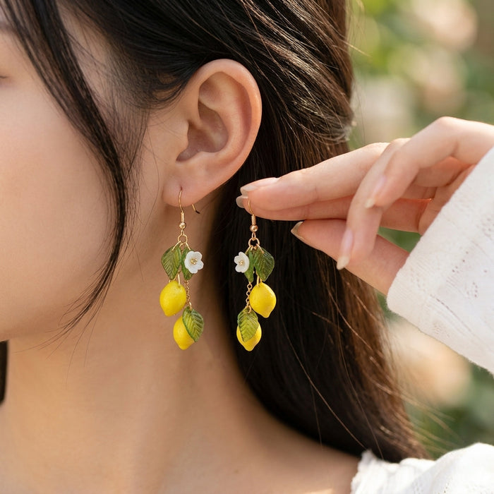 Wholesale Plastic Resin Lemon Earrings Handmade Fruit Jewelry Trendy Summer Fashion Accessory