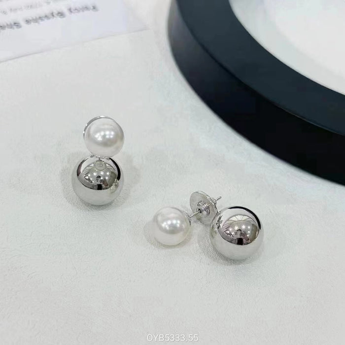 Wholesale Metal ball pearl earrings with silver needle temperament, light luxury and high-end earrings