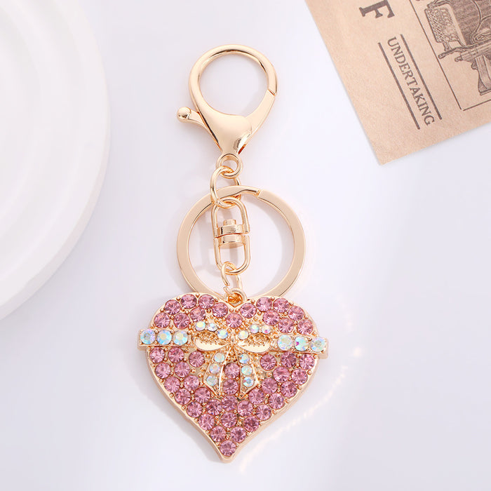 Wholesale Keychain Exquisite Alloy Diamond Bag Pendant Heart Hanging