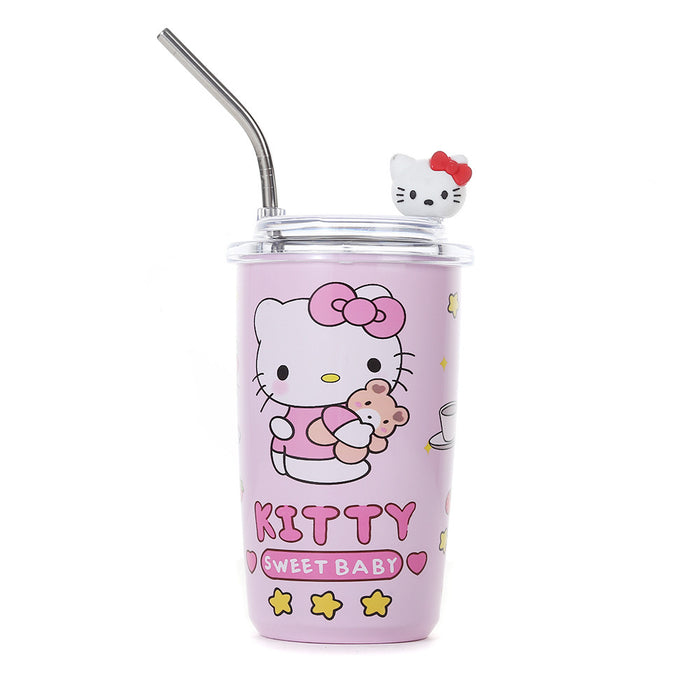 Wholesale Cute Cartoon Stainless Steel Portable Thermos Cup for Students with Straw